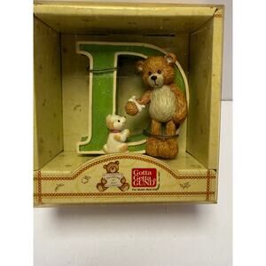 Vintage Gund Thinking Of You Letter D Teddy Bear Display Figurine 1998